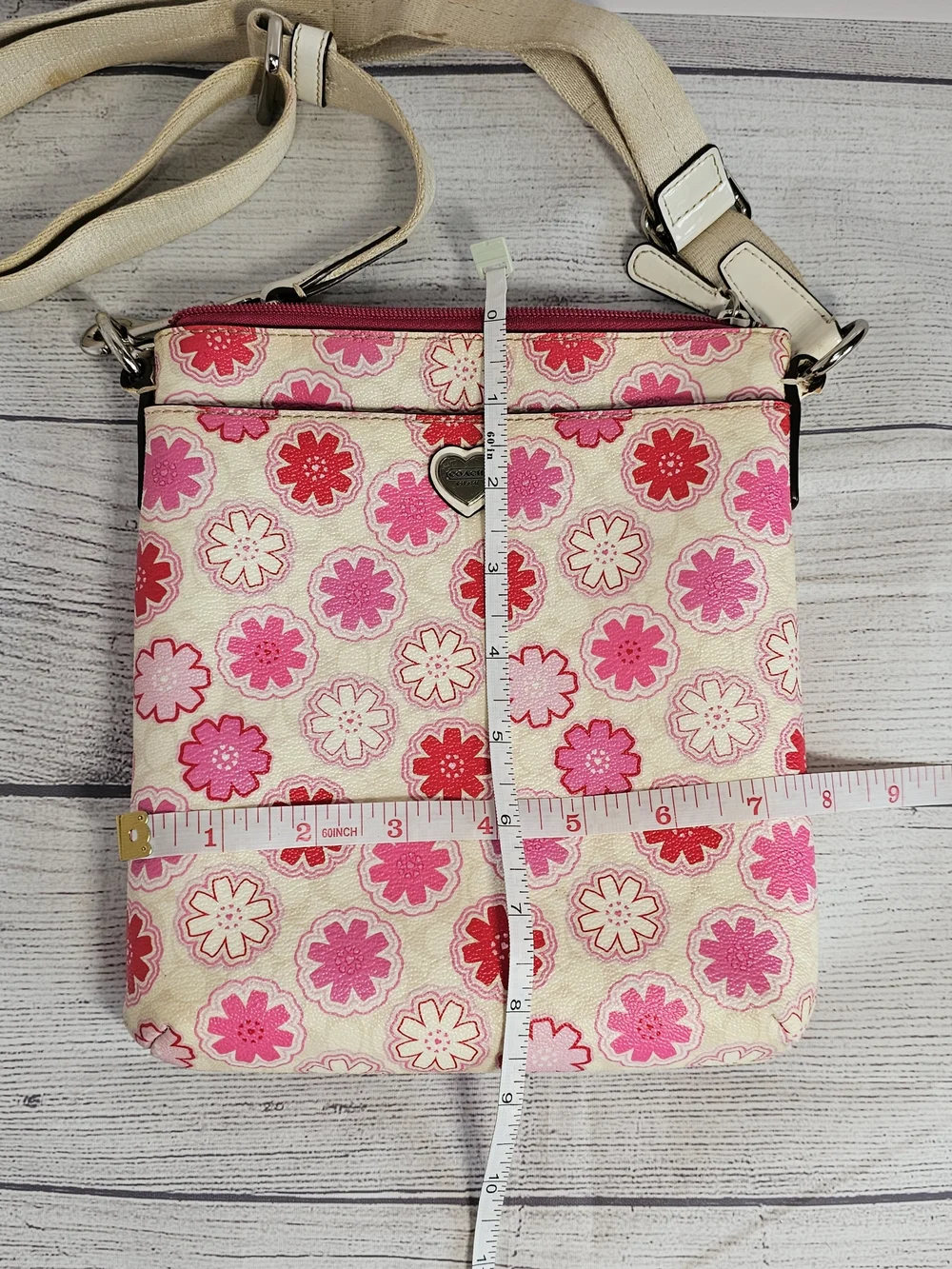 Coach Flower Art Daisy Floral Print Crossbody Swingpack & Wristlet/Wallet Set